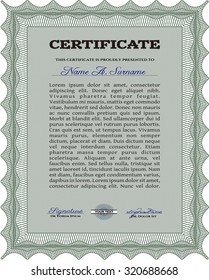 Sample Certificate. Retro design. With great quality guilloche pattern. Money style.