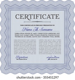 Certificado de ejemplo. Diseño sofisticado. Con patrón de guilloche. Personalizable, fácil de editar y cambiar los colores.