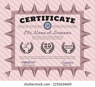 Sample Certificate.  Superior design.  With background.  Detailed.  Red color.