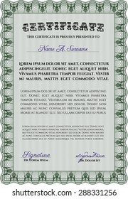 Sample Certificate. Superior design. Detailed.With complex linear background. 