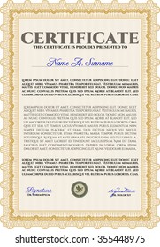 Certificado de ejemplo. Diseño superior. Diploma de terminación. Fácil de imprimir.