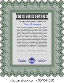 Sample Certificate. Superior design. Easy to print. Vector certificate template.
