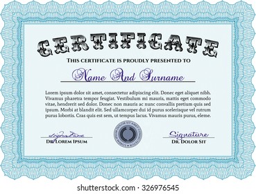 Sample Certificate. Vector pattern that is used in currency and diplomas.Printer friendly. Complex design. 