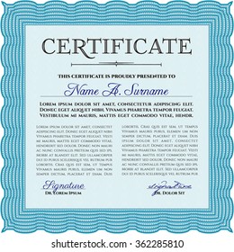 Sample Certificate. Vector pattern that is used in currency and diplomas.With linear background. Good design. 