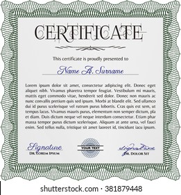 Sample Certificate. Vector pattern that is used in money and certificate. Artistry design. With quality background. Green color.