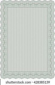 Sample Certificate. Vector pattern that is used in money and certificate. With quality background. Artistry design. Green color.