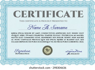 Sample Certificate. Vector certificate template.Modern design. With complex background. 