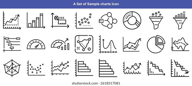 Exemplo de conjunto de gráficos de vetor de ícones de linha de gráficos