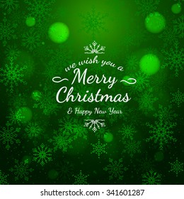 Muestras de tarjetas de Navidad con texto colorido. La textura de los copos de nieve. Fondo de invierno brillante para saludos, invitaciones y otras tarjetas. Vector.