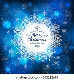 Sample Christmas colorful cards with text. The texture of the snowflakes. Bright winter background for greetings, invitations and other cards. Vector.