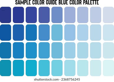 Sample Color Guide Blue color palette, examples of trending colors, Sample Color Guide or Sample Card Sample Catalog Template Illustration in RGB Vector