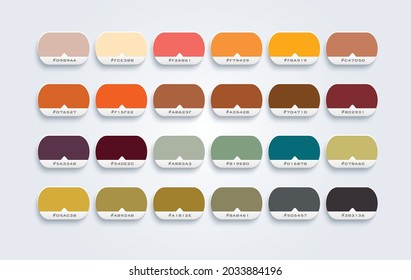 Sample Color Guidebook or Sample Card Sample Catalog Template 70s Color Trend Illustration in RGB Vector