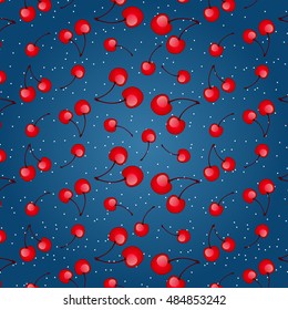 Sample colorful card or wrapping paper. The texture of the ripe cherry. Bright winter background for greetings, invitations and other cards. Vector.