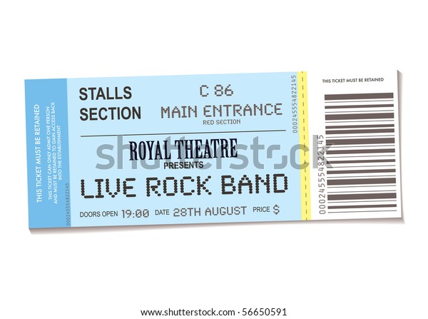 sample concert ticket with realistic look and\
date information