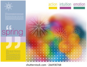 Sample cover background for design brochures, booklets and presentations. Graphic elements used in conjunction with a blurred background. The idea of design in creating a mood and bright emotions.