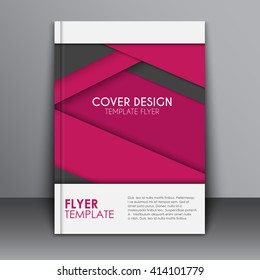 The sample covers business, report, book or magazine. Template in the style of the material design in black and burgundy sheets of paper in the air with shadow. Vector illustration.