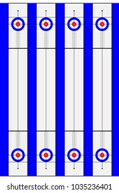 Sample of Curling Sport arena. Technical scheme of top view. Vector Illustration isolated on white background.