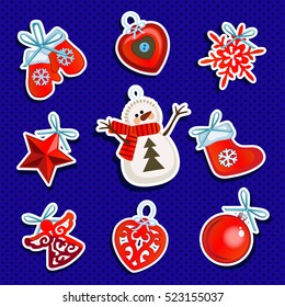 Sample design wrapping paper with attributes of the New Year and Christmas. Sketch of the poster, party invitation and other cards. Vector illustration.