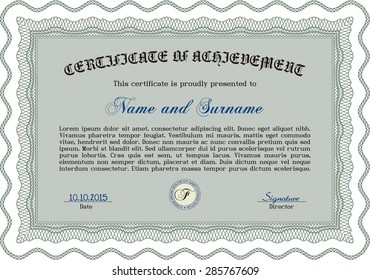 Sample Diploma. Diploma of completion.Cordial design. Printer friendly. 