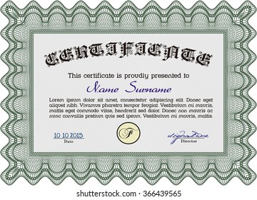 Sample Diploma. Complex background. Artistry design. Detailed.