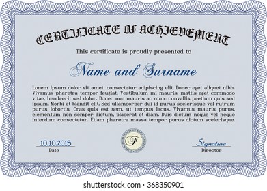 Sample Diploma. Complex background. Artistry design. Detailed.