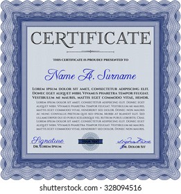 Sample Diploma. With complex background. Good design. Vector pattern that is used in currency and diplomas.