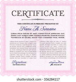 Sample Diploma. Complex design. With guilloche pattern and background. Customizable, Easy to edit and change colors.