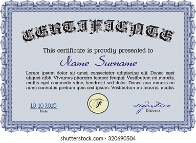 Sample Diploma. Cordial design. Border, frame.Printer friendly. 