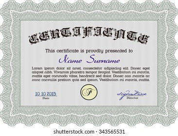 Sample Diploma. Cordial design. Customizable, Easy to edit and change colors.With guilloche pattern. 