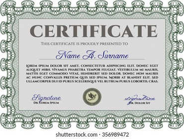 Sample Diploma. Customizable, Easy to edit and change colors.With guilloche pattern. Cordial design. 