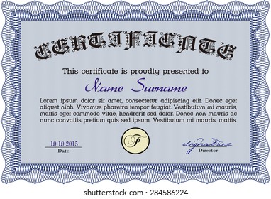 Diploma de muestra. Fácil de imprimir. Plantilla de certificado de marco Vector.Diseño retro. 