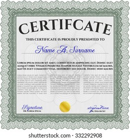 Sample Diploma. Elegant design. Frame certificate template Vector.With complex background. 