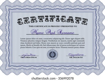 Sample Diploma. Frame certificate template Vector.Modern design. With great quality guilloche pattern. 