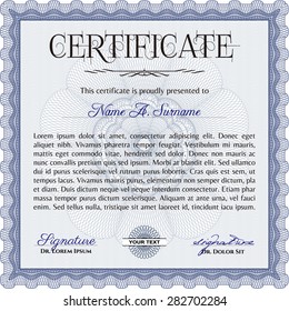 Sample Diploma. With guilloche pattern. Customizable, Easy to edit and change colors.Cordial design. 