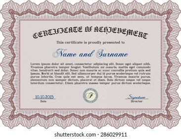 Sample Diploma. With guilloche pattern. Customizable, Easy to edit and change colors.Cordial design. 