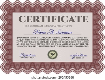 Sample Diploma. With guilloche pattern. Customizable, Easy to edit and change colors.Cordial design. 