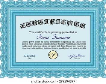 Sample Diploma. With guilloche pattern. Customizable, Easy to edit and change colors.Cordial design. 