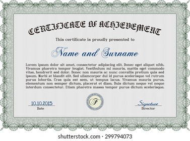 Sample Diploma. With guilloche pattern. Customizable, Easy to edit and change colors.Cordial design. 