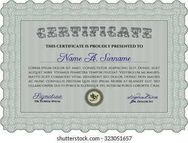 Sample Diploma. With guilloche pattern. Customizable, Easy to edit and change colors.Cordial design. 