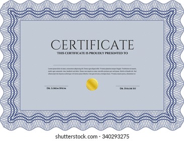 Sample Diploma. With guilloche pattern. Modern design. Money style.