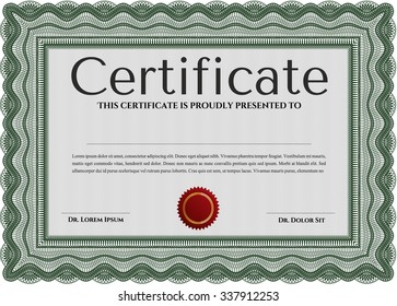 Sample Diploma. With linear background. Vector illustration.Sophisticated design. 