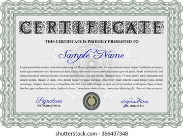 Sample Diploma. Modern design. With guilloche pattern and background. Vector pattern that is used in currency and diplomas.