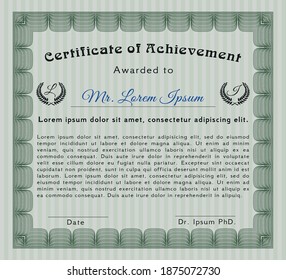Sample Diploma.  Money design.  With quality background.  Vector illustration.  Green color.