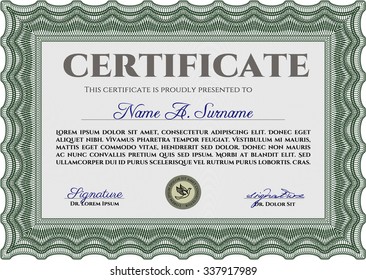 Sample Diploma. Money style.Complex design. Printer friendly. 
