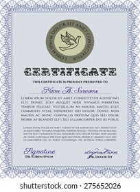 Sample Diploma. Nice design. With background. Vector illustration.