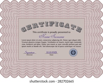 Sample Diploma. Nice design. Easy to print. Detailed.