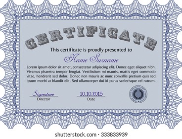 Sample Diploma. Nice design. Vector pattern that is used in money and certificate.With quality background. 