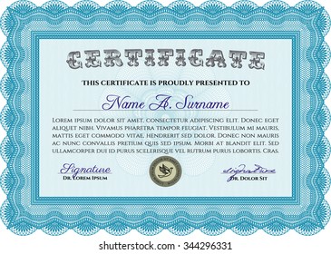 Sample Diploma. Nice design. Vector certificate template.With linear background. 