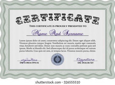 Sample Diploma. Printer friendly. Frame certificate template Vector.Elegant design. 