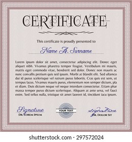 Sample Diploma. Printer friendly. Money style.Excellent design. 